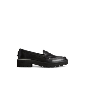 Black Sperry Lug Penny Loafer Loafers | LHKUB-6978