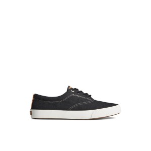 Black Sperry Striper II Slub Linen Sneaker Sneakers | VSHQK-5129