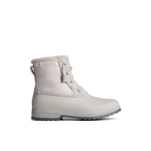 Grey Sperry Maritime Repel Teddy Trim Snow Boot Boots | FHSAD-6017