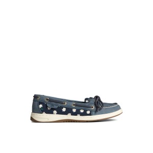 Navy Sperry Angelfish Floral Boat Shoe Boat Shoes | CZHTX-8916