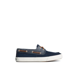 Navy Sperry Bahama II Linen Sneaker Sneakers | AJEFZ-9748