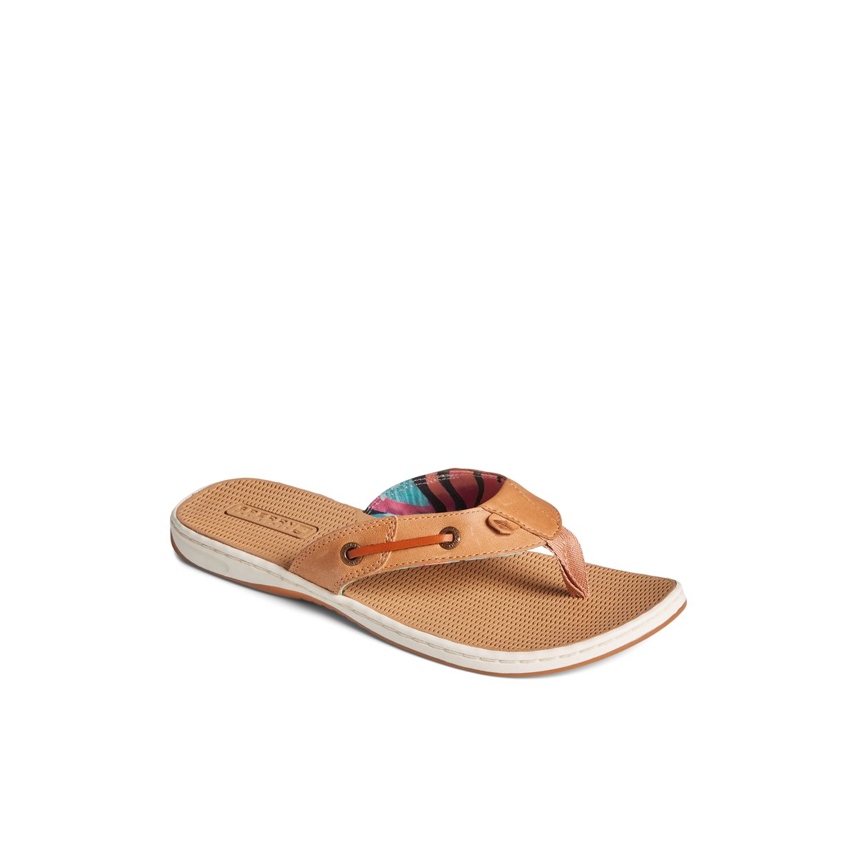 Beige Sperry Seafish Leather Flip Flop Sandals | UYIEN-5230