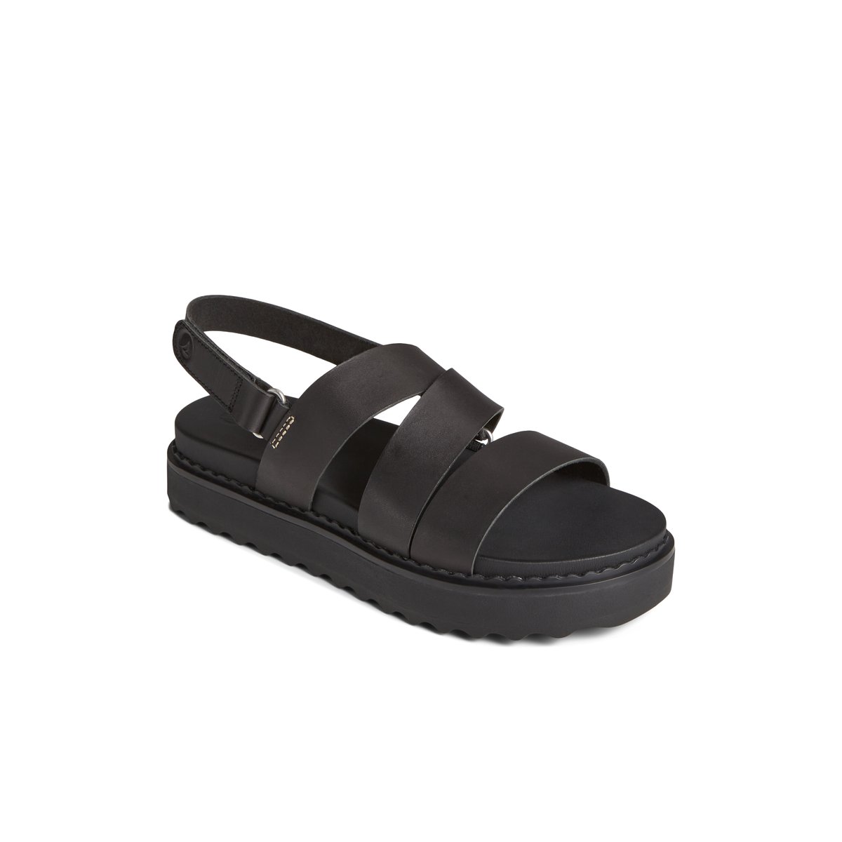 Black Sperry Cami Flatform Sandal Sandals | OSHNL-4201