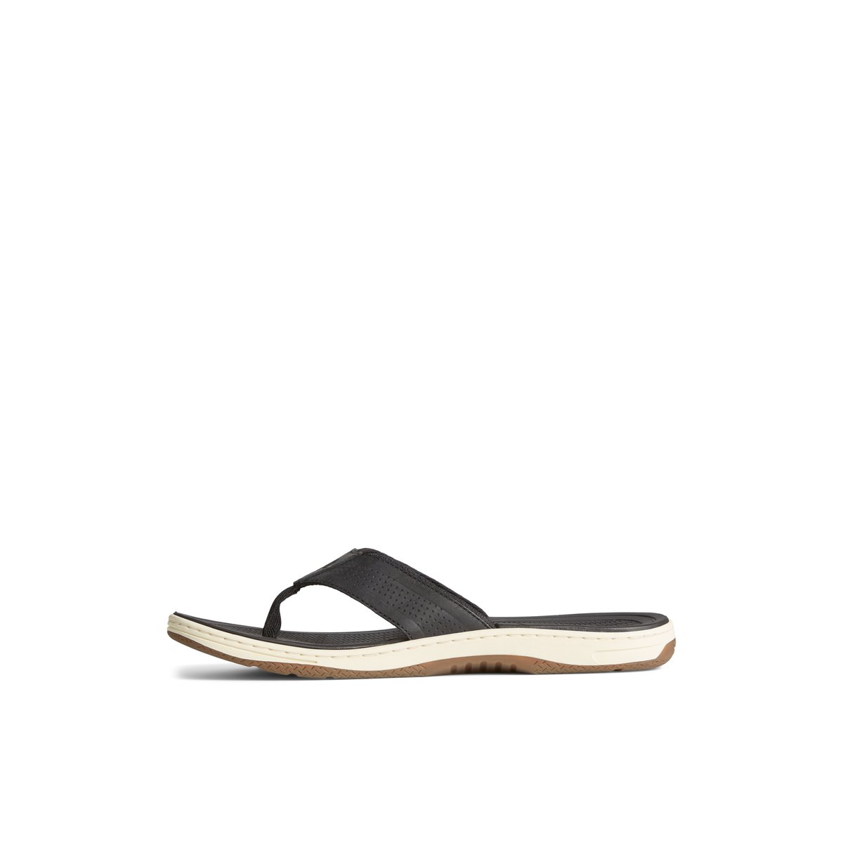 Black Sperry Havasu Perf Flip Flop Sandals | BTKHA-2796