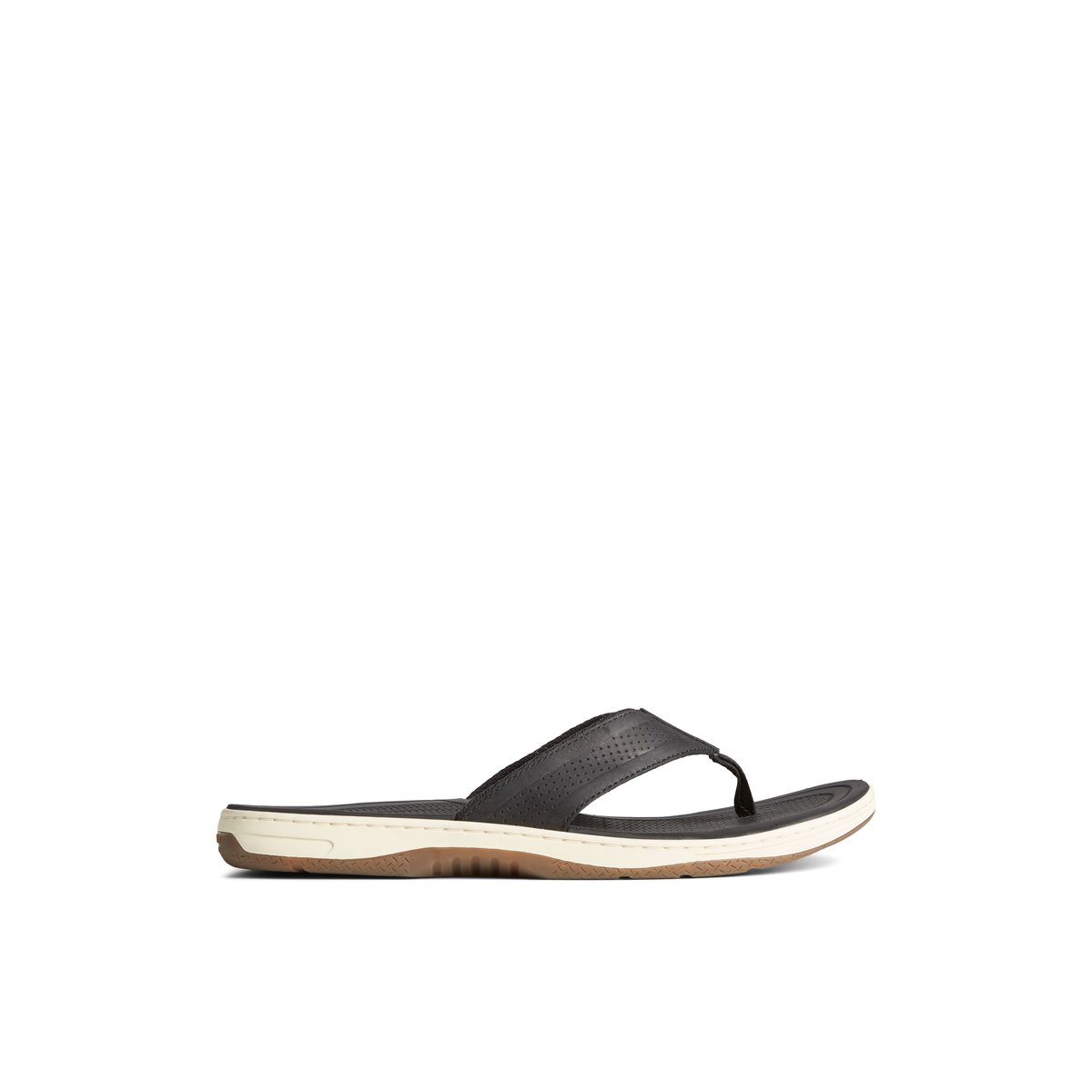 Black Sperry Havasu Perf Flip Flop Sandals | BTKHA-2796