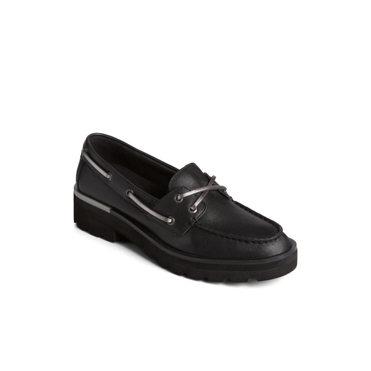 Black Sperry Lug Boat Shoe Boat Shoes | VELMU-0671