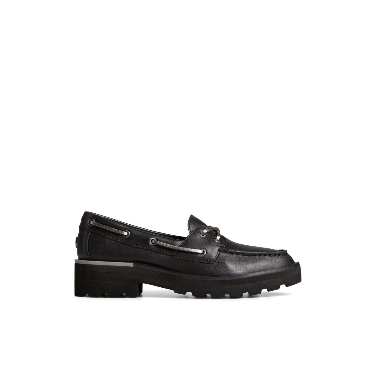 Black Sperry Lug Boat Shoe Boat Shoes | VELMU-0671