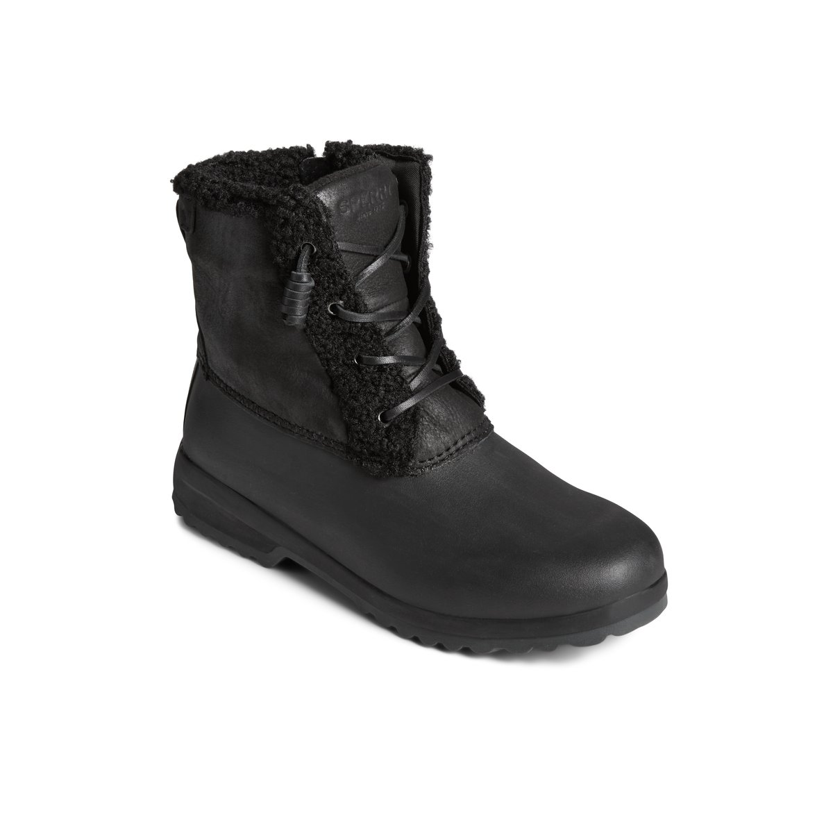 Black Sperry Maritime Repel Teddy Trim Snow Boot Boots | QGNBU-6572