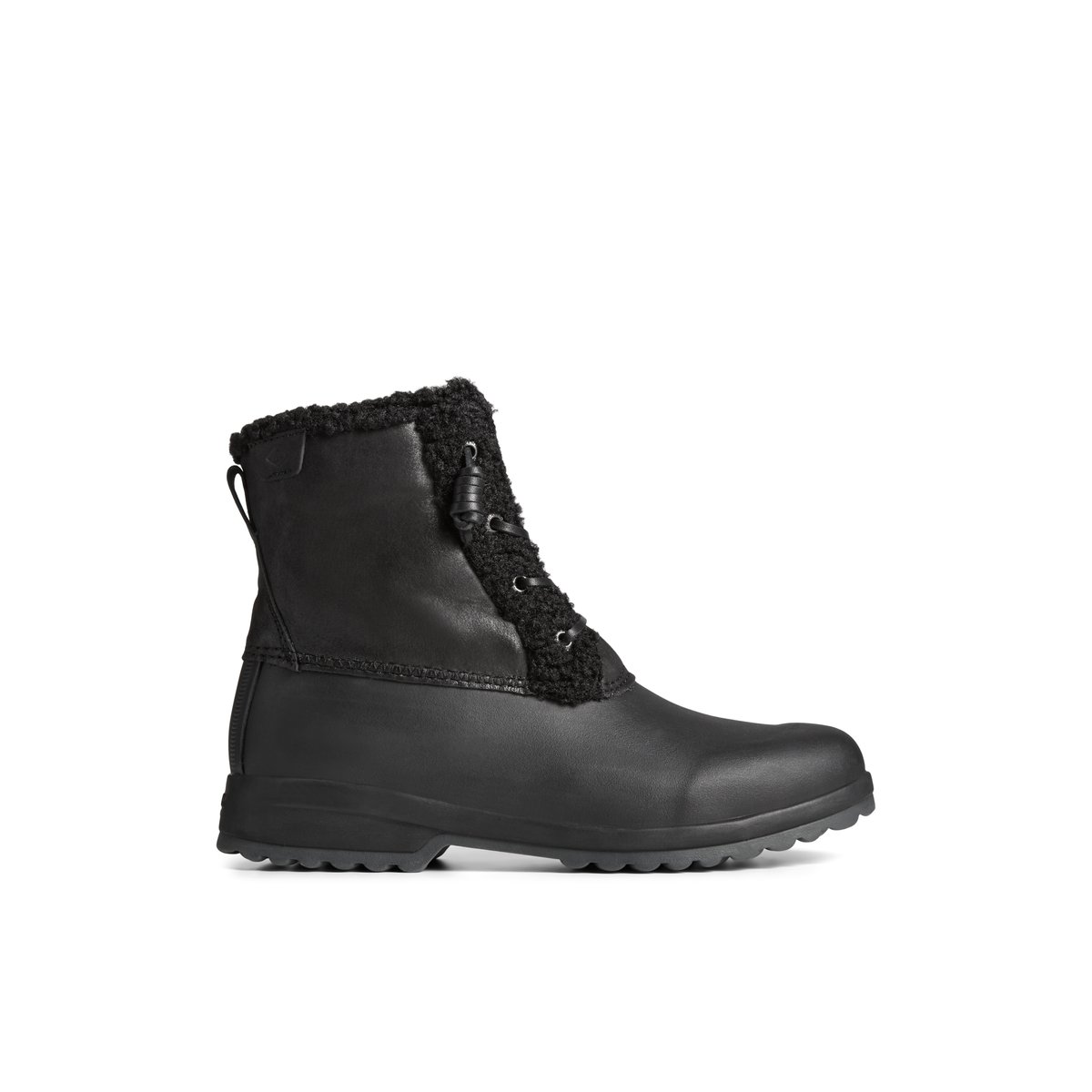 Black Sperry Maritime Repel Teddy Trim Snow Boot Boots | QGNBU-6572