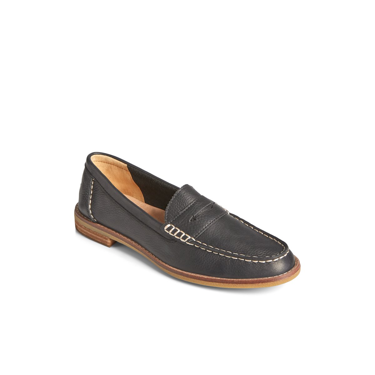 Black Sperry Seaport Penny Leather Loafer Flats | NHYTC-1496