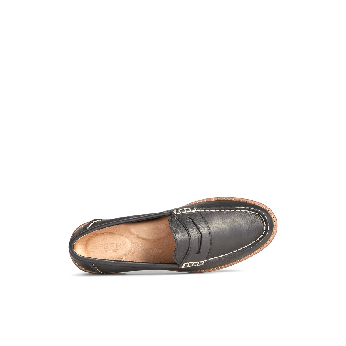 Black Sperry Seaport Penny Leather Loafer Flats | NHYTC-1496