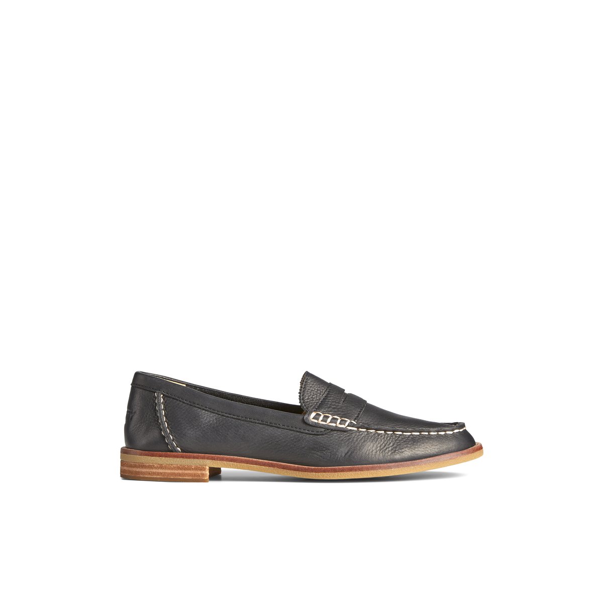 Black Sperry Seaport Penny Leather Loafer Flats | NHYTC-1496