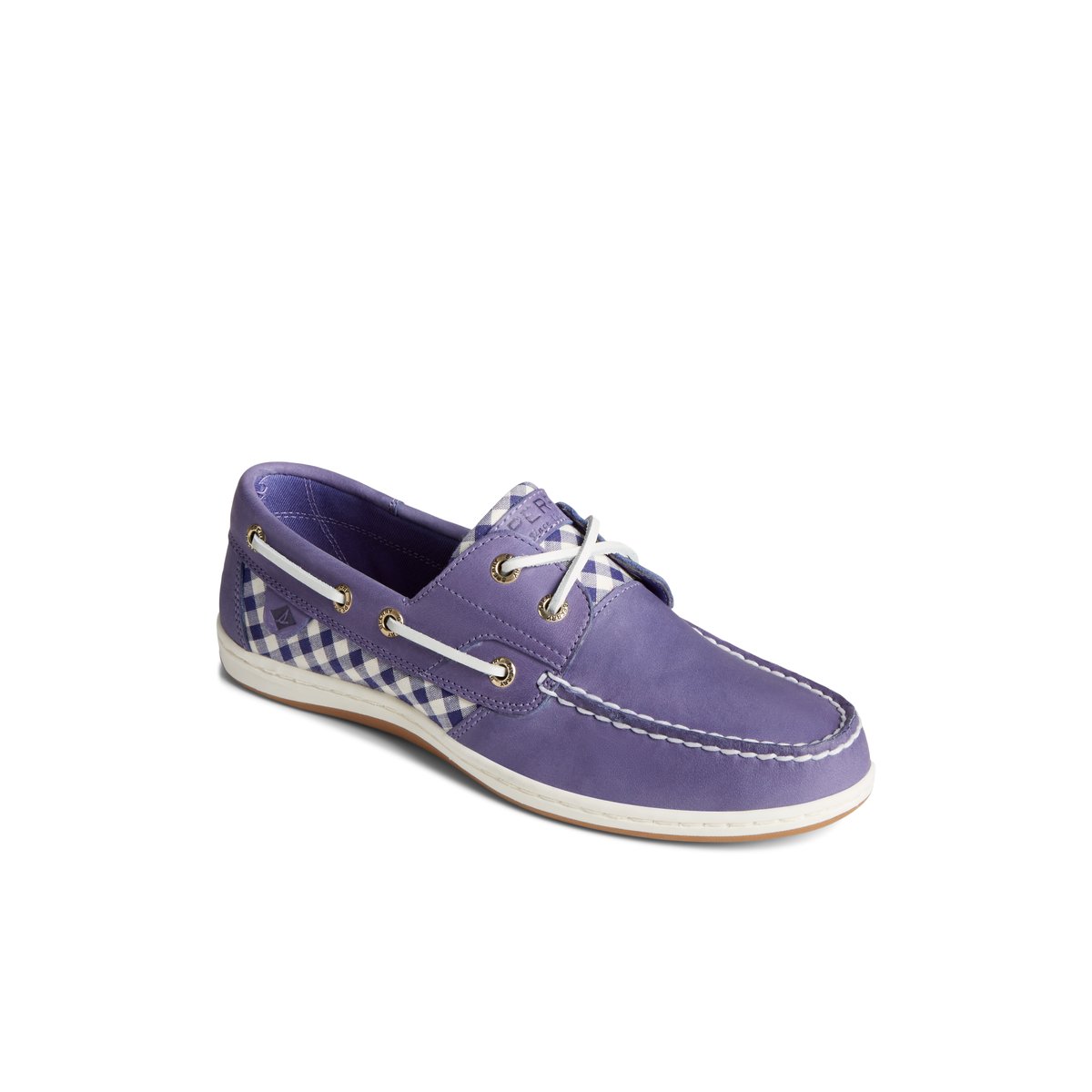 Blue Sperry Koifish Gingham Boat Shoe Boat Shoes | YBOUS-3870