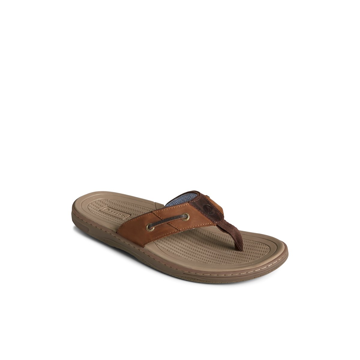 Brown Sperry Baitfish Leather Flip Flop Sandals | SBYHD-4297