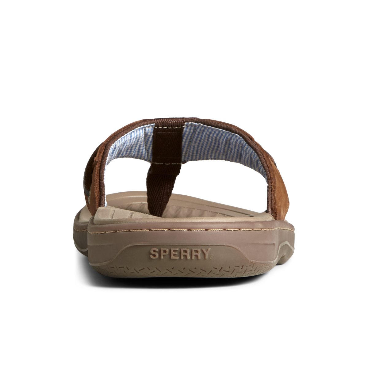 Brown Sperry Baitfish Leather Flip Flop Sandals | SBYHD-4297