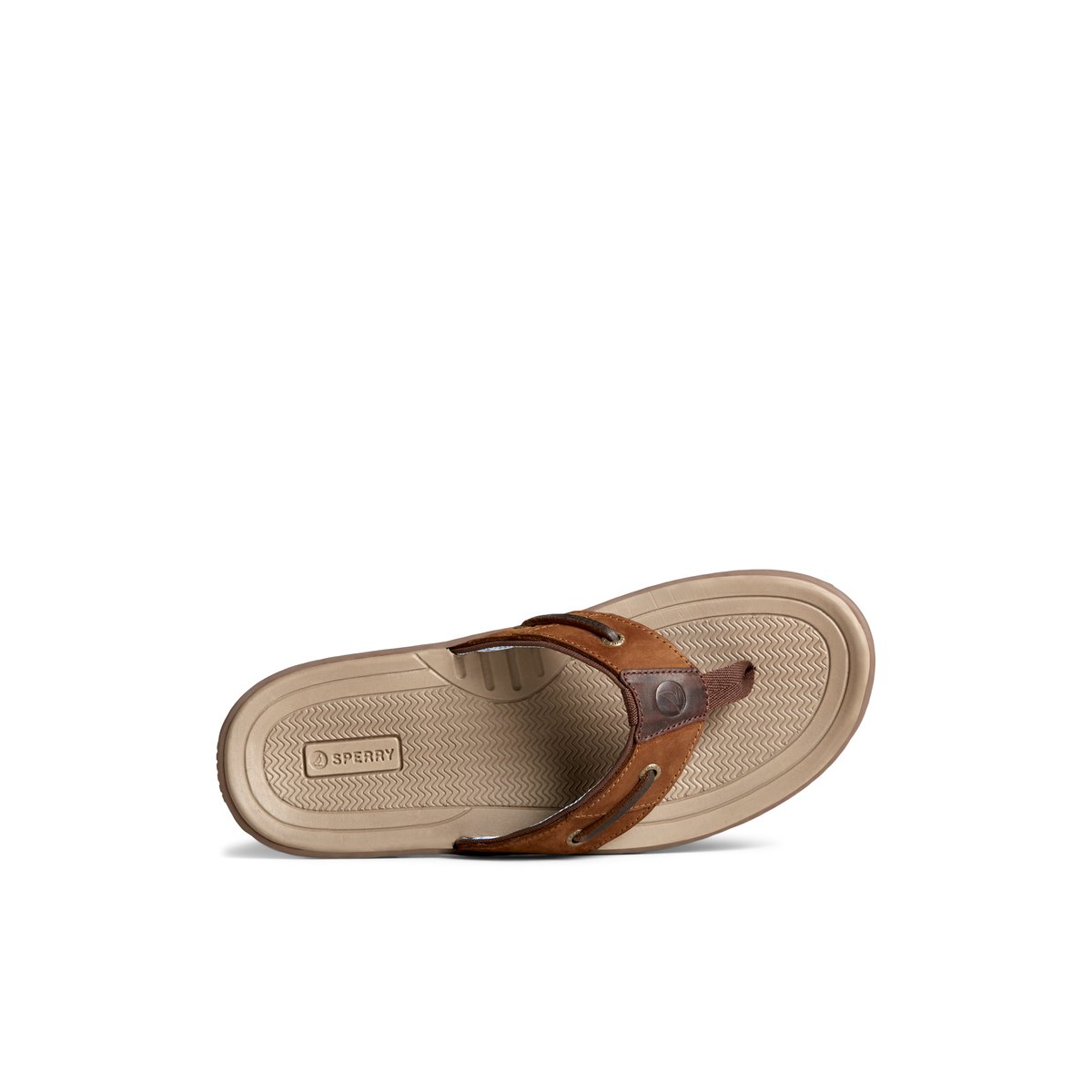 Brown Sperry Baitfish Leather Flip Flop Sandals | SBYHD-4297