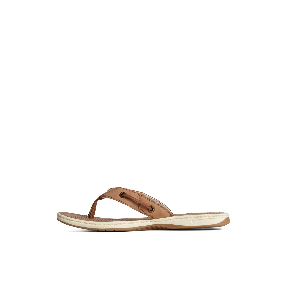 Dark Beige Sperry Seafish Leather Flip Flop Sandals | PBCDK-0459