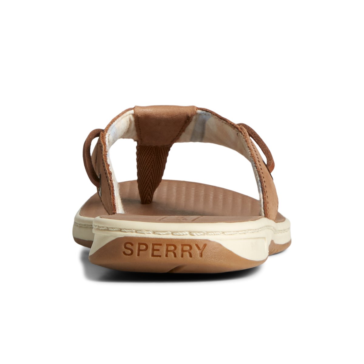 Dark Beige Sperry Seafish Leather Flip Flop Sandals | PBCDK-0459