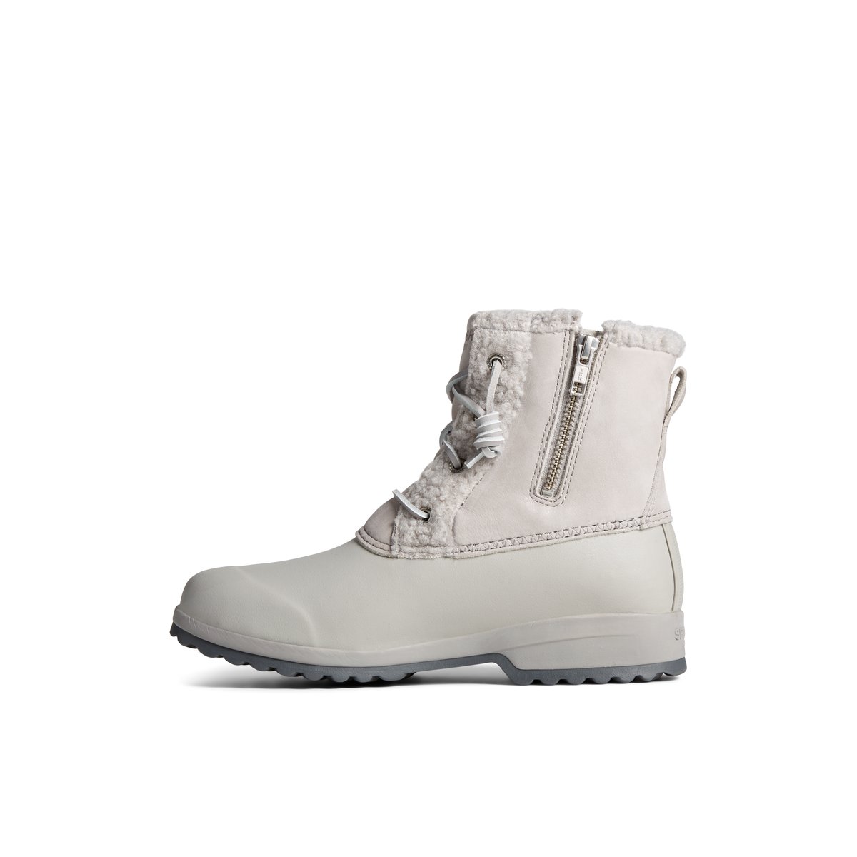 Grey Sperry Maritime Repel Teddy Trim Snow Boot Boots | FHSAD-6017