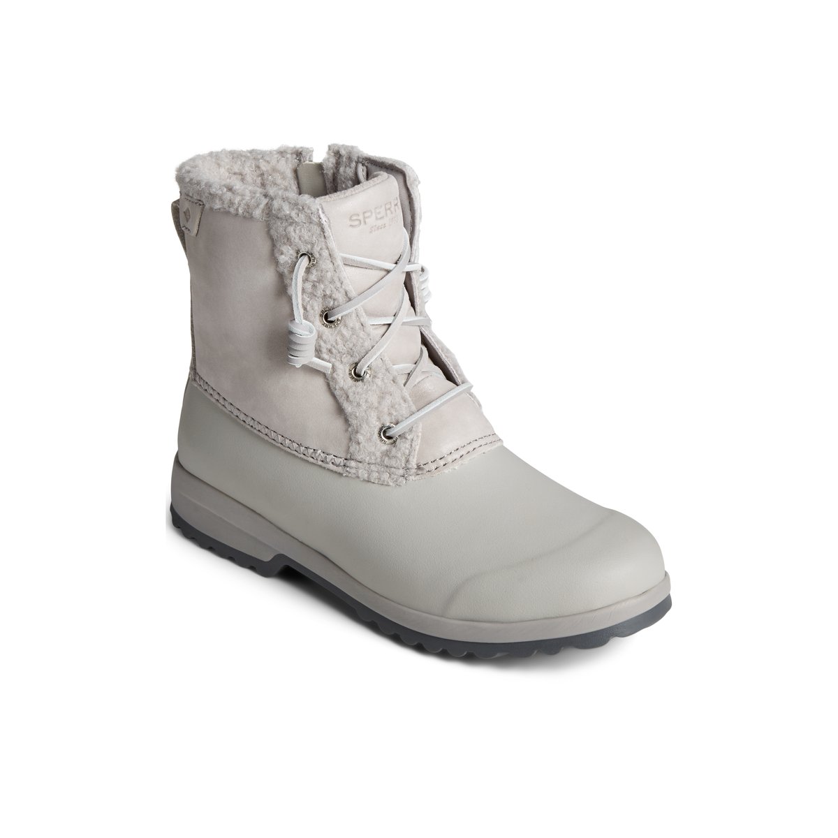 Grey Sperry Maritime Repel Teddy Trim Snow Boot Boots | FHSAD-6017