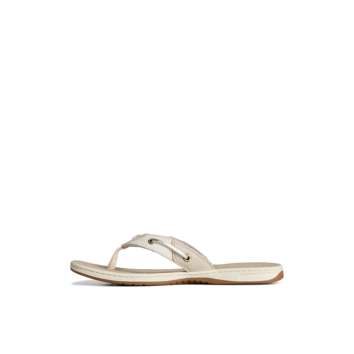 Grey Sperry Seafish Metallic Flip Flop Sandals | RMQHK-3654