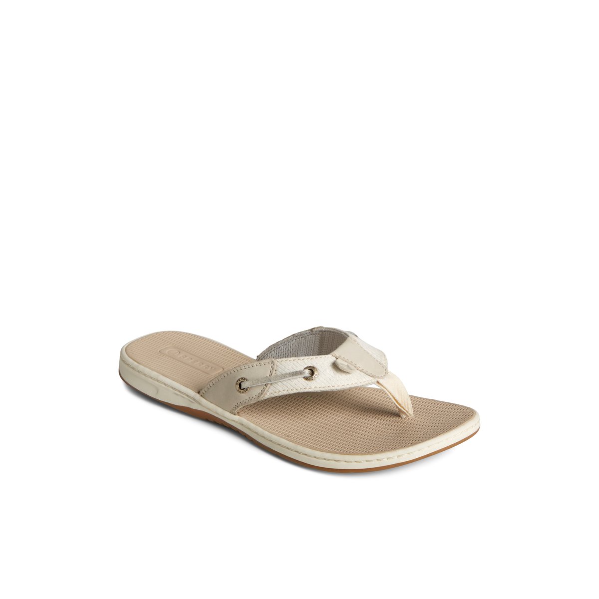 Grey Sperry Seafish Metallic Flip Flop Sandals | RMQHK-3654