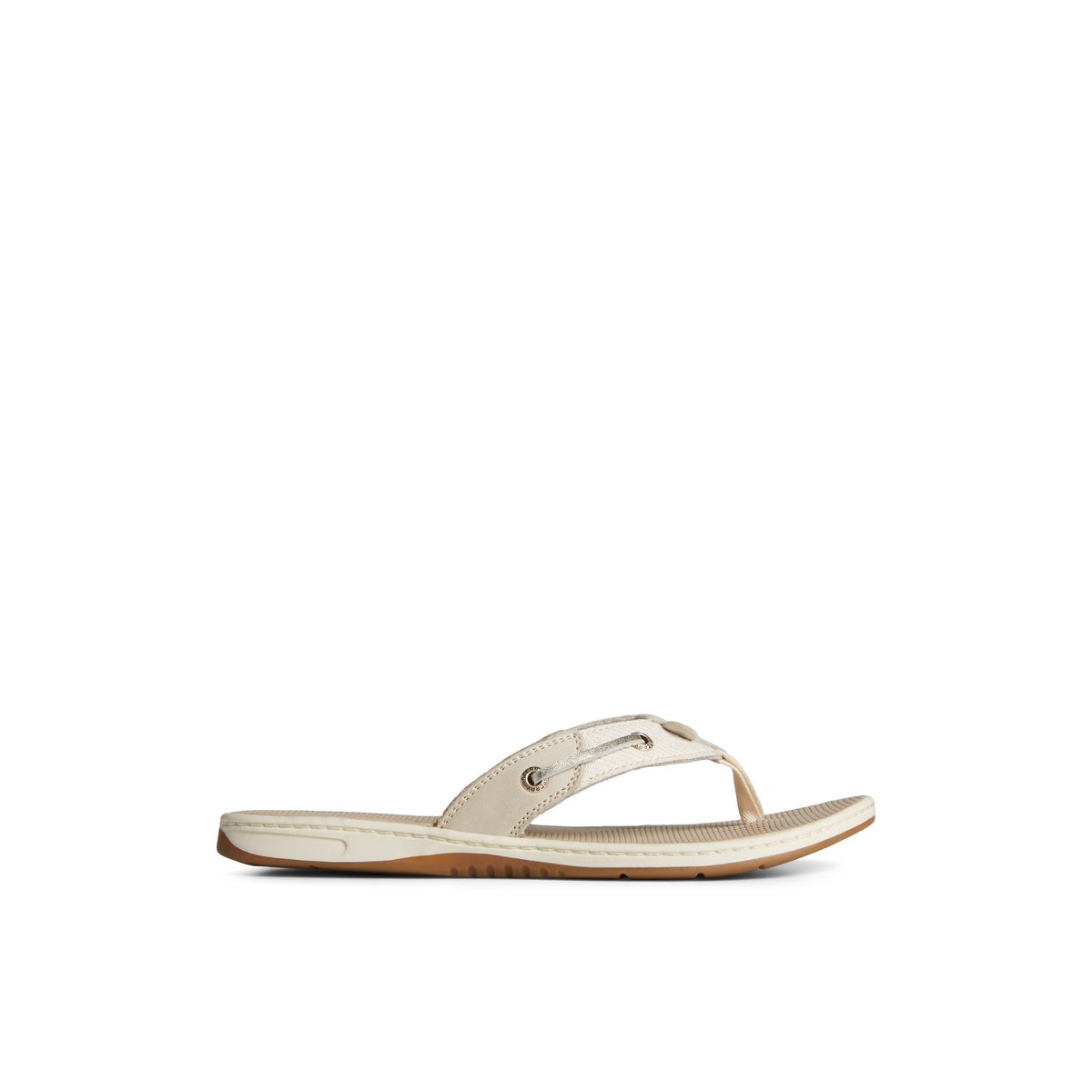 Grey Sperry Seafish Metallic Flip Flop Sandals | RMQHK-3654