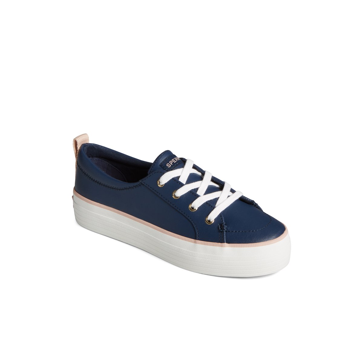 Navy Sperry Crest Vibe Leather Platform Sneaker Sneakers | MATDO-9675