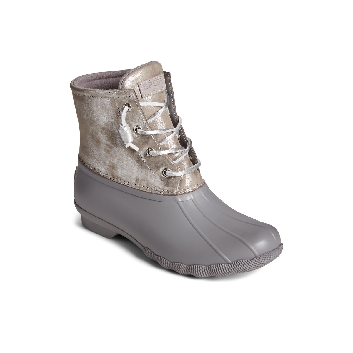 Silver Sperry Saltwater Metallic Leather Duck Boot Boots | FIDSU-0643