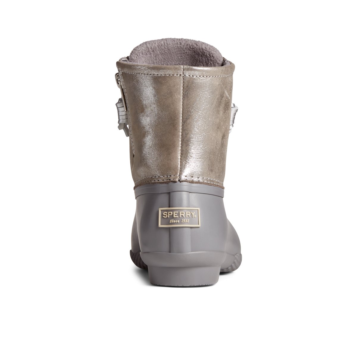 Silver Sperry Saltwater Metallic Leather Duck Boot Boots | FIDSU-0643