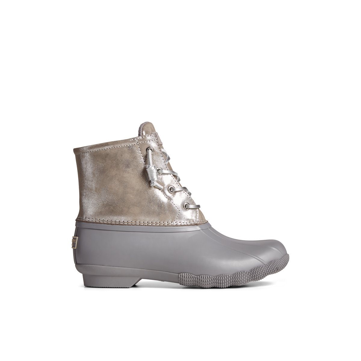 Silver Sperry Saltwater Metallic Leather Duck Boot Boots | FIDSU-0643