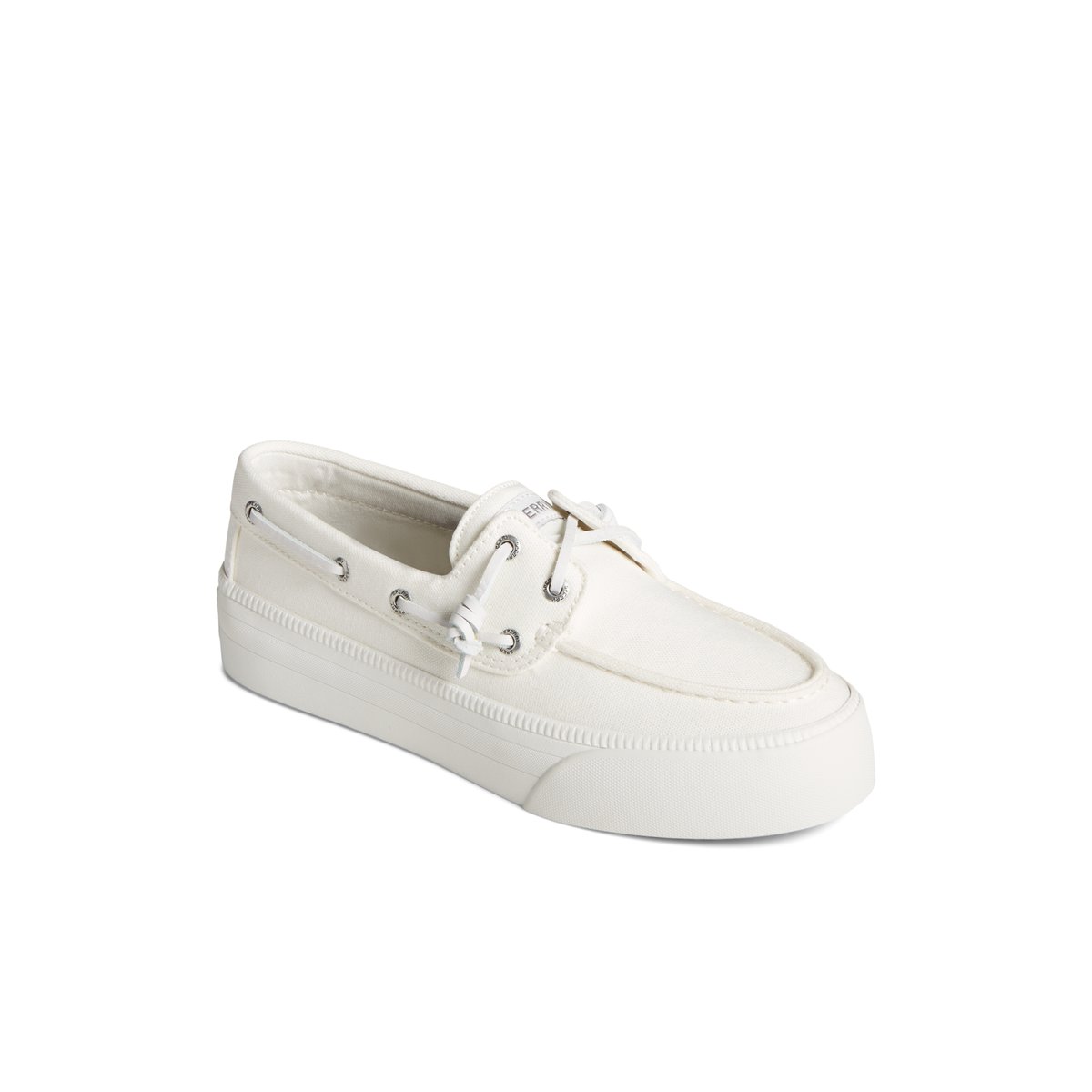 White Sperry Bahama 3.0 Platform Sneaker Boat Shoes | DPYSU-5732