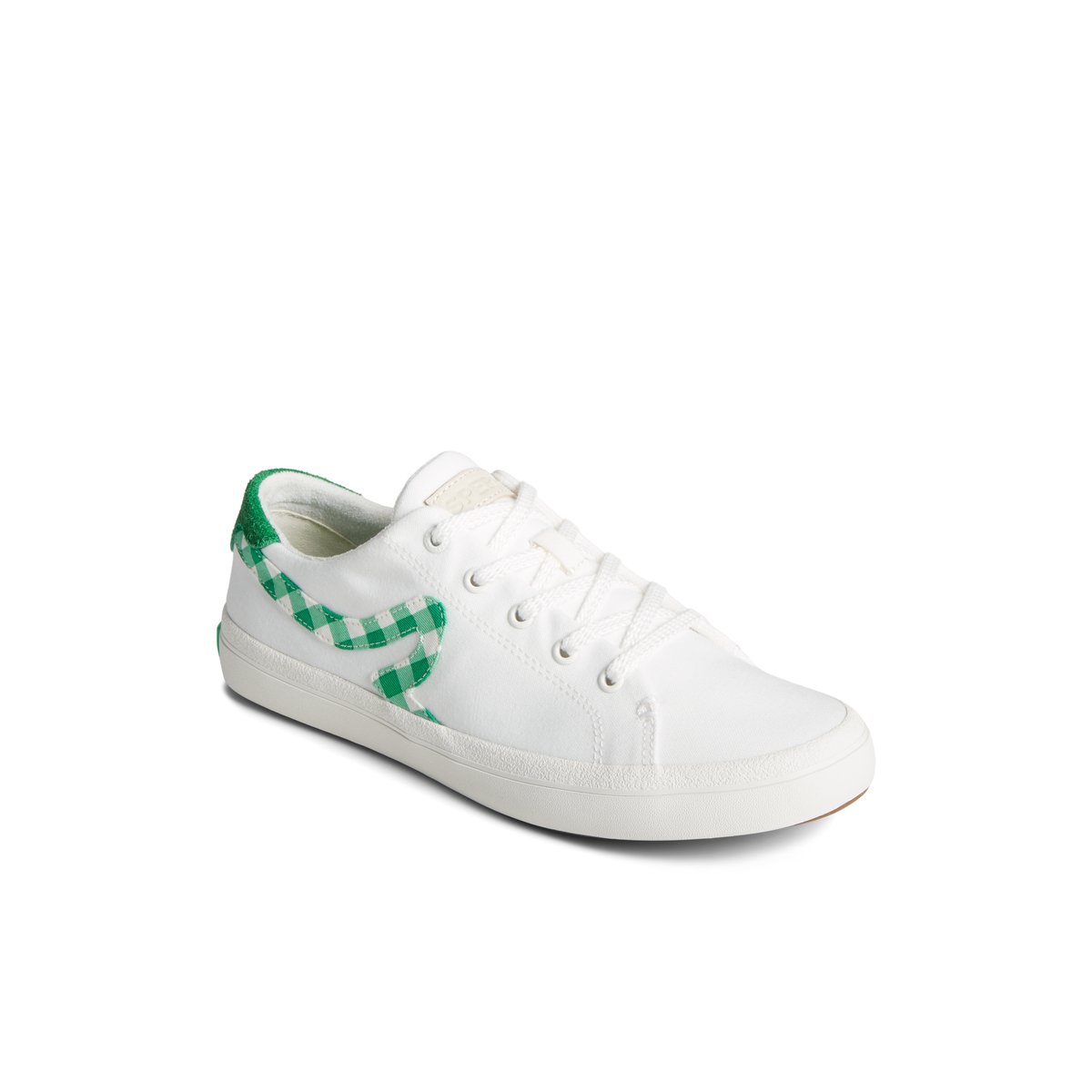 White Sperry Sandy Gingham Sneaker Sneakers | YOLHU-6347