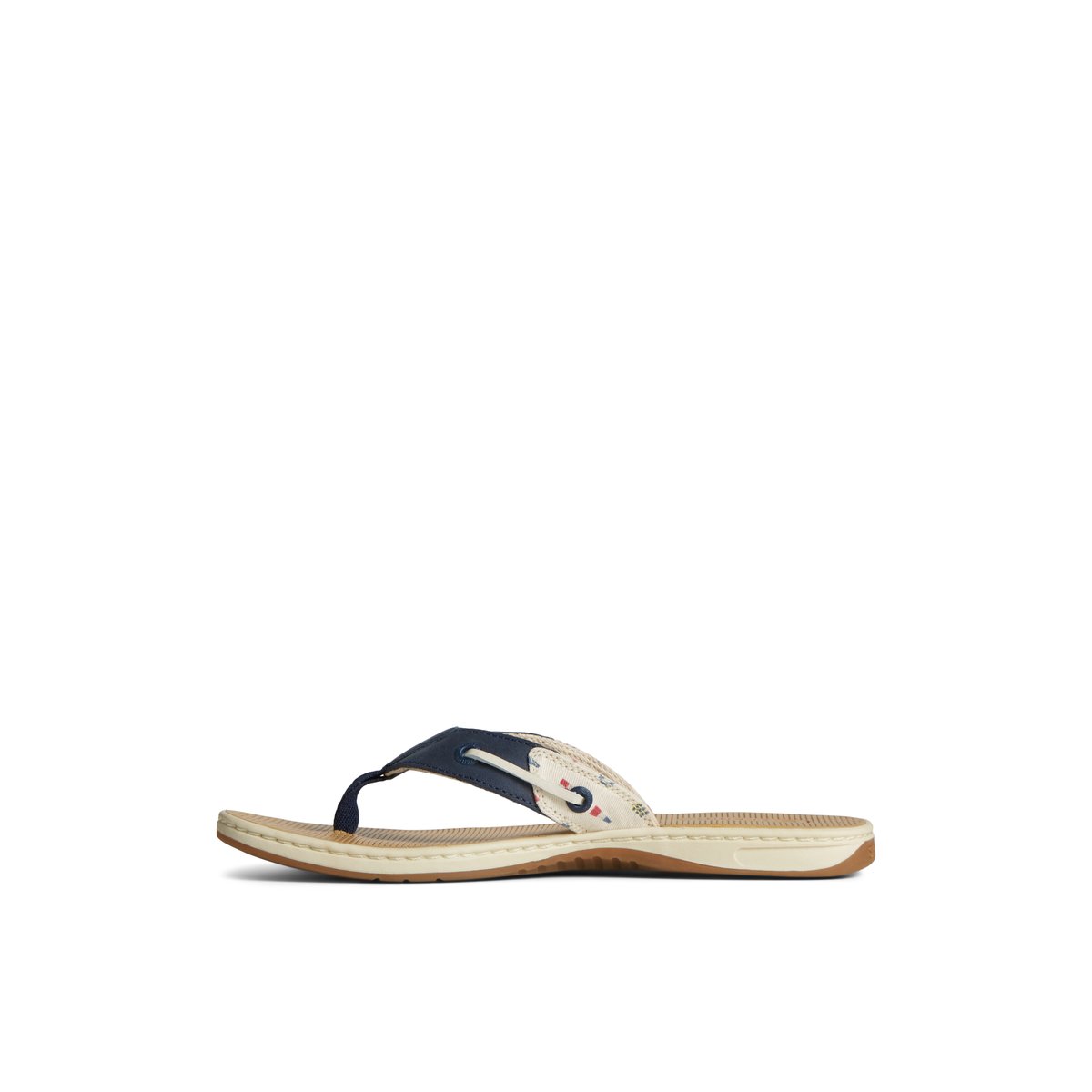 White Sperry Seafish Nautical Flip Flop Sandals | NPIOW-9058