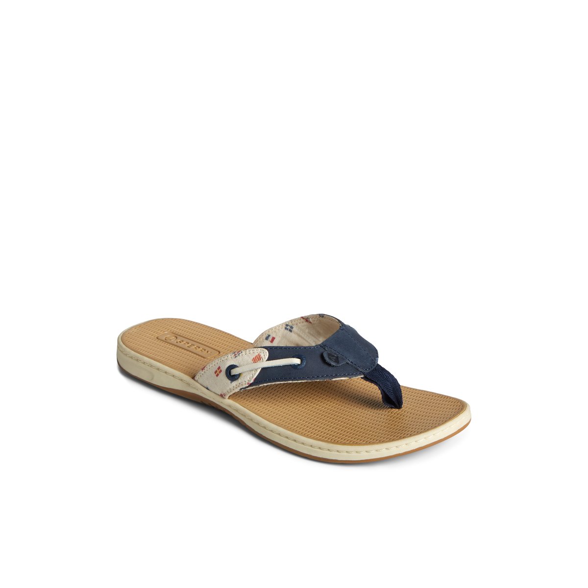 White Sperry Seafish Nautical Flip Flop Sandals | NPIOW-9058