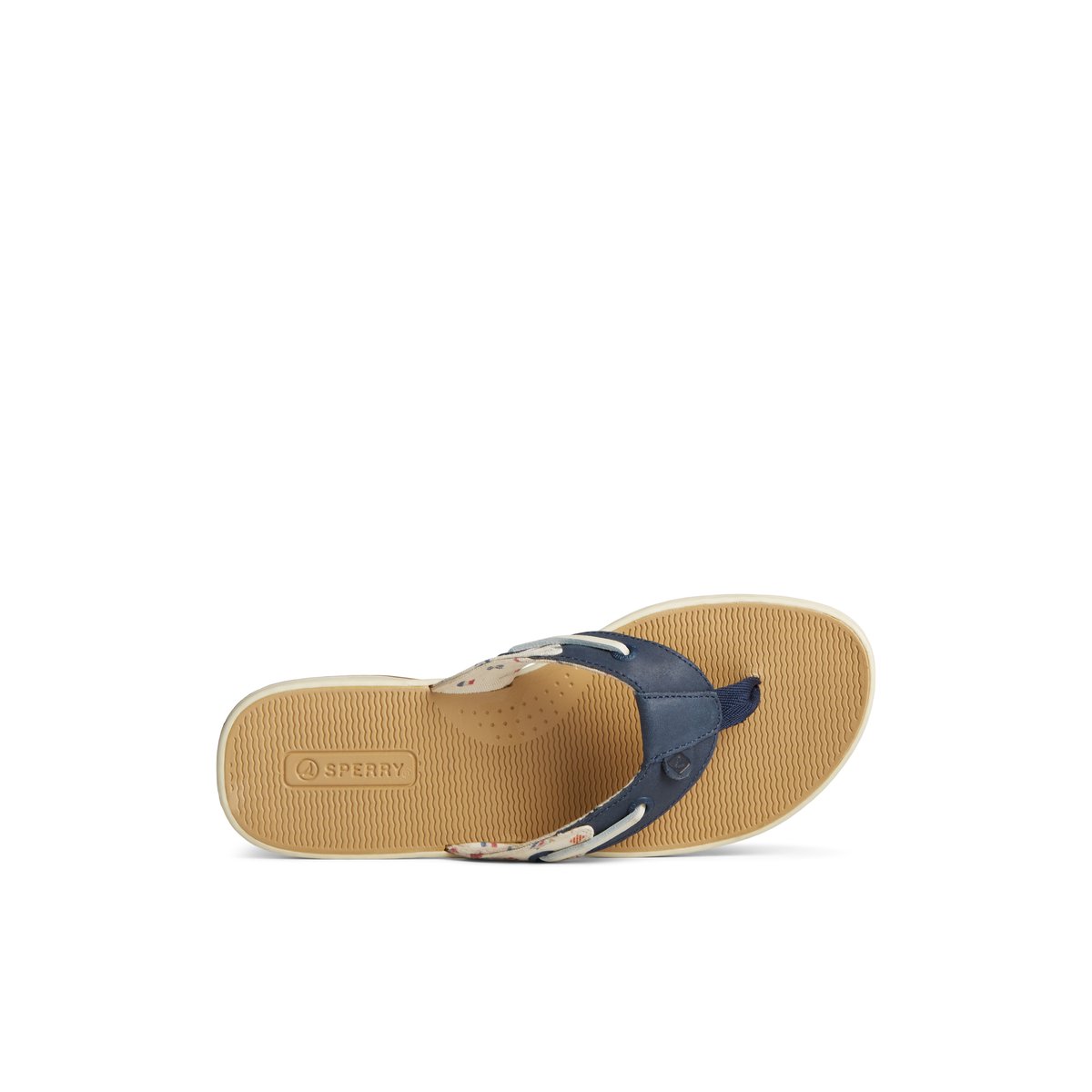 White Sperry Seafish Nautical Flip Flop Sandals | NPIOW-9058