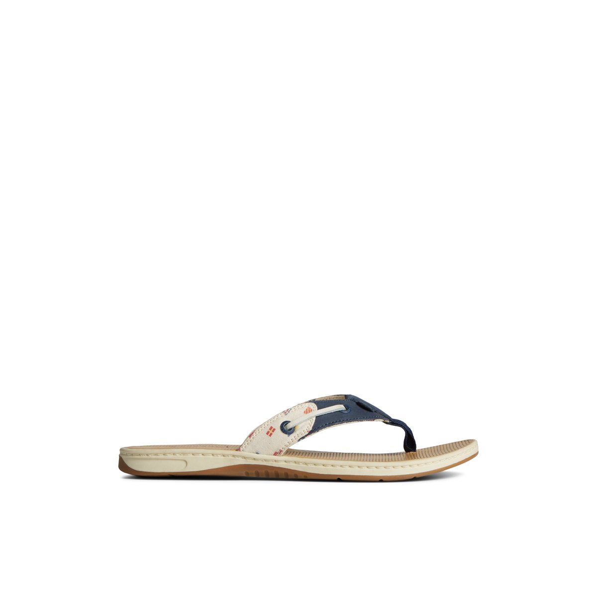 White Sperry Seafish Nautical Flip Flop Sandals | NPIOW-9058