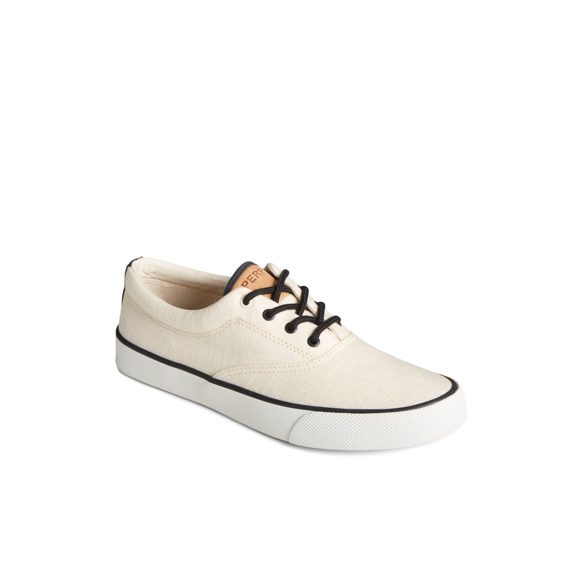 White Sperry Striper II Slub Linen Sneaker Sneakers | BRKMC-1946