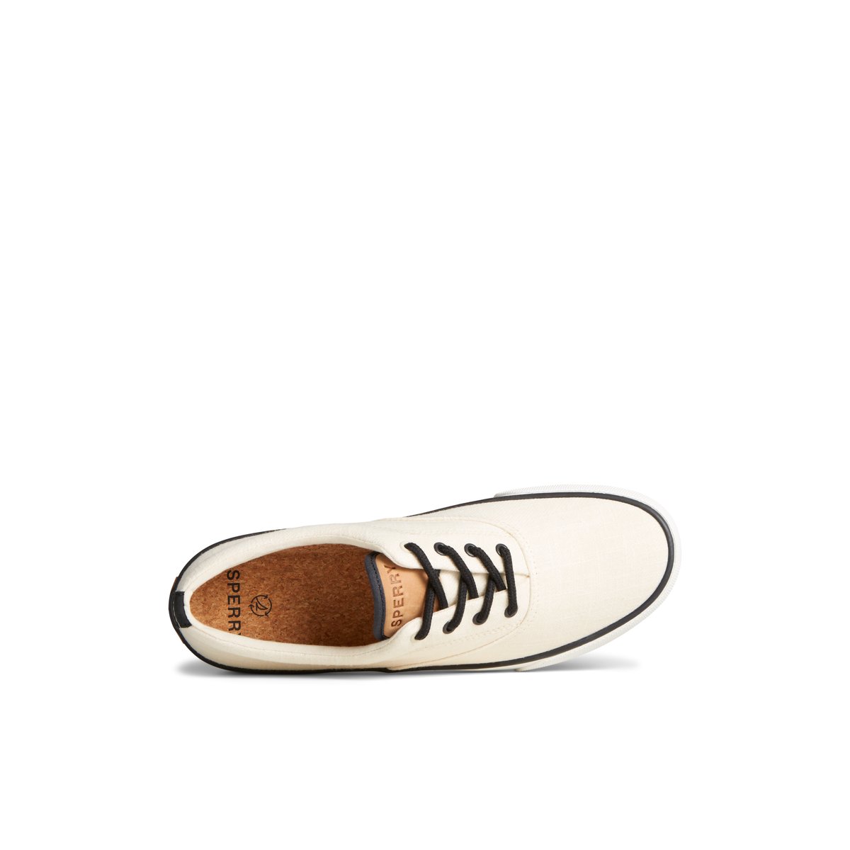 White Sperry Striper II Slub Linen Sneaker Sneakers | BRKMC-1946