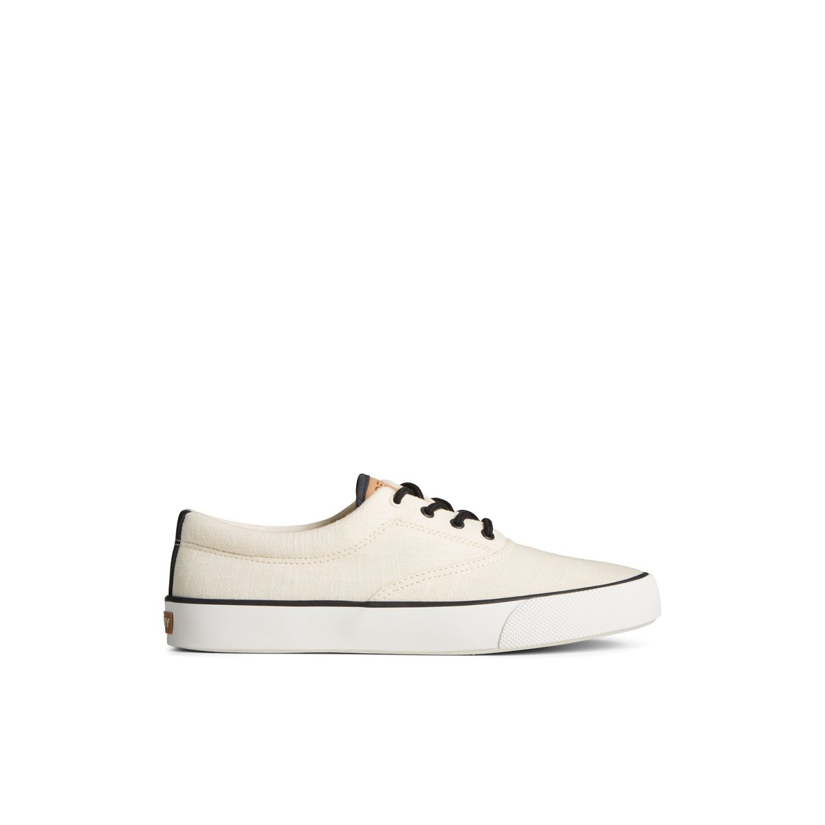 White Sperry Striper II Slub Linen Sneaker Sneakers | BRKMC-1946